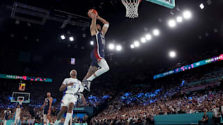 Jayson Tatum #10 of Team United States dunks the ball