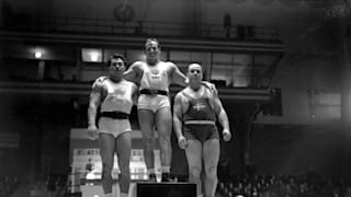 Sakata on the London 1948 podium (PNA Rota/Getty Images)