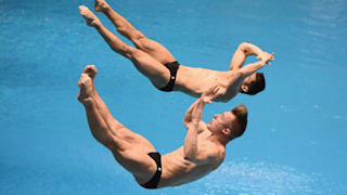 Daniel Goodfellow (top) and Jack Laugher in World Series in Sagamihara, Japan in March 2019