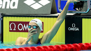 Boglarka Kapas of Hungary celebrates after the Women's 200m Butterfly Final on day five of the Gwangju 2019 FINA World Championships at Nambu International Aquatics Centre on July 25, 2019 in Gwangju, South Korea. (Photo by Catherine Ivill/Getty Images)