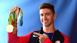 Anthony Ervin with his Olympic gold medals