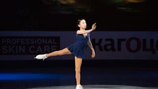 Elizabet Tursynbaeva of Kazakhstan during her exhibition tribute to Denis Ten