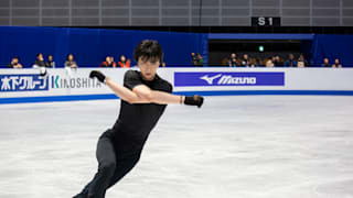 Yuzuru Hanyu in practice on Wednesday