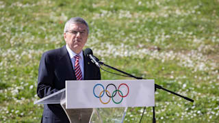 IOC President Thomas Bach at the Olympic Torch Lighting ceremony in Olympia, Greece