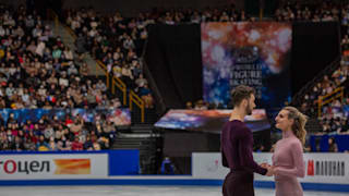 Gabriella Papadakis and Guillaume Cizeron on ice during their free dance in Saitama