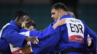 The Judo Mixed Team of the Refugee Olympic Team working together for their competition at the Tokyo 2020 Olympic Games