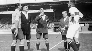 The toss before Uruguay - Germany at Amsterdam 1928