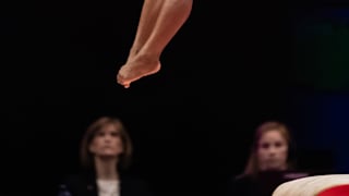 Simone Biles during her second vault in the apparatus final at the 2015 Worlds