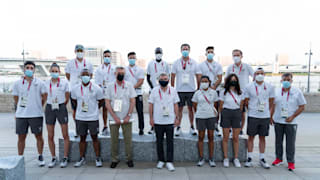 IOC President, Thomas Bach, and UNHCR High Commissionner, Filippo Grandi, meeting the Tokyo 2020 Refugee Olympic Team