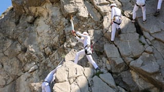 The Olympic Torch doing Climbing in the Alpes de Haute Provence during the stage 3