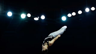 Dylan Schmidt of New Zealand in the Men's Trampoline