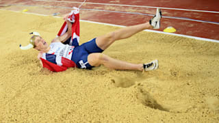 Karsten Warholm celebrates his 400m hurdles gold at the 2017 World Championships in London