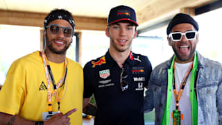 Who's fastest? Dani Alves with Neymar and Pierre Gasly.