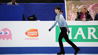 Yuzuru Hanyu during his short program at the 2019 Worlds