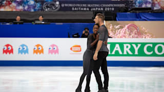 Vanessa James and Morgan Cipres perform their free program