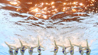 Team Russia competes in the Free Combination preliminary round day seven of the Gwangju 2019 FINA World Championships at Yeomju Gymnasium on July 18, 2019 in Gwangju, South Korea. (Photo by Quinn Rooney/Getty Images)