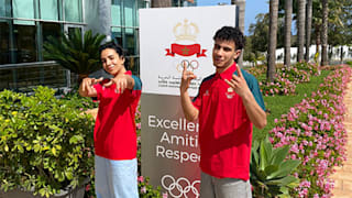 CNOM. Young Moroccan breaking athletes Bilal Mellakh and Fatima Zahra Elmamouny. 