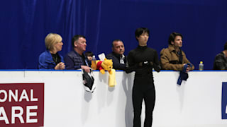 Yuzuru Hanyu at practice on Tuesday evening.