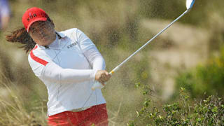 Inbee Park of Korea hits a shot from the waste area on the tenth hole during the second round of the Women's Individual Stroke Play golf on Day 13 of the Rio 2016 Olympic Games.
