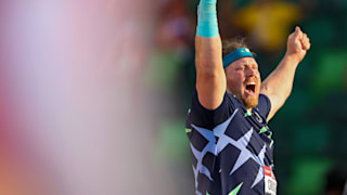 America's Ryan Crouser celebrates not only claiming his spot for Tokyo 2020 but also a new world record in the men's shot put. 