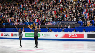 Vanessa James and Morgan Cipres perform their free program