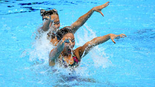 Debbie Soh and Miya Yong of Singapore compete in the Duet Free preliminary round on day five of the Gwangju 2019 FINA World Championships at Yeomju Gymnasium on July 16, 2019 in Gwangju, South Korea. (Photo by Quinn Rooney/Getty Images)