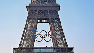 Olympic rings on the Eiffel Tower