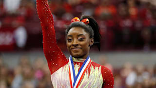 COLUMBUS, OH - JULY 28: Simone Biles waves to fans after winning the 2018 U.S. Classic gymnastics seniors event at Jerome Schottenstein Center on July 28, 2018 in Columbus, Ohio. (Photo by Joe Robbins/Getty Images)
