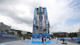 General view of the diving platform structure ahead of the Women's High Dive on day two of the Gwangju 2019 FINA World Championships at Chosun University on July 23, 2019 in Gwangju, South Korea. (Photo by Catherine Ivill/Getty Images)