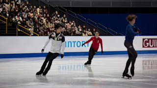 Yuzuru Hanyu at practice on Tuesday evening.