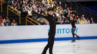 Yuzuru Hanyu in practice on Wednesday