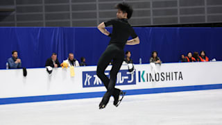 Yuzuru Hanyu in practice on Wednesday