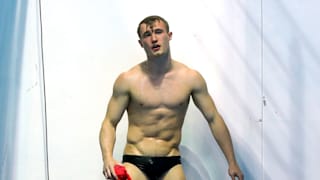 Jack Laugher of Great Britain reacts after his attempt during the Men's 3m Springboard Final on day seven of the Gwangju 2019 FINA World Championships at Nambu International Aquatics Centre on July 18, 2019 in Gwangju, South Korea. (Photo by Clive Rose/Getty Images)