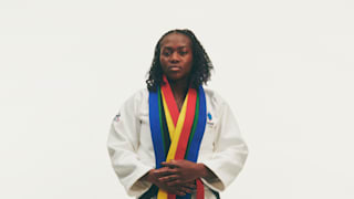 Clarisse Agbégnénou with the Official French Kit for French athletes at Olympic and Paralympic Games Paris 2024