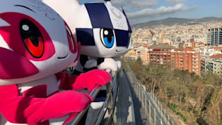 Tokyo 2020 mascots make the beat in Barcelona