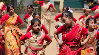 Children in traditional Assam dress