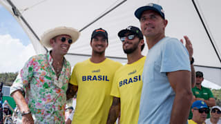 Fernando Aguerre, Kelly Slater, Filipe Toledo, Gabriel Medina. credit Ben Reed