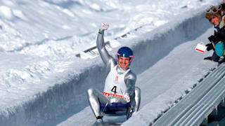 FRA Georg Hackl of Germany wins the gold medal at the 1992 Olympic Games