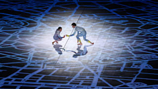 Performers dance during the Beijing 2022 Winter Olympics Closing Ceremony