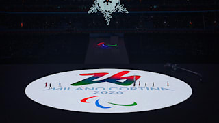 The Milano Cortina 2026 logo is displayed following the Flag Handover Ceremony as part of the closing ceremony