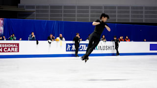 Yuzuru Hanyu in practice on Wednesday