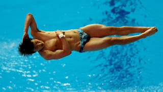 Haram Woo of South Korea competes in the Men 1m Springboard preliminary round on day one of the Gwangju 2019 FINA World Championships at Nambu International Aquatics Centre on July 12, 2019 in Gwangju, South Korea. (Photo by Clive Rose/Getty Images)