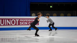 Nathan Chen and Jason Brown skate in Friday morning practice for the men's free skate
