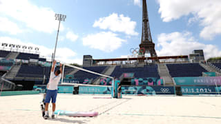 A general view of the Eiffel Tower Stadium at Champ de Mars