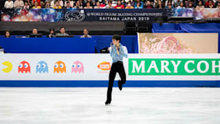 Yuzuru Hanyu during his short program at the 2019 Worlds