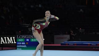 Nina Derwael performing on floor at the 2019 World Championships (Photo: Olympic Channel)
