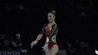 Nina Derwael performing on floor at the 2019 World Championships (Photo: Olympic Channel)