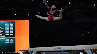 Defending beam world champ Liu Tingting performs at the 2019 World Championships (Photo: Olympic Channel)