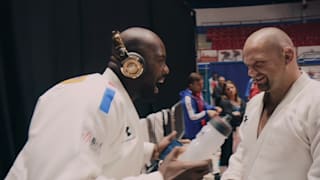 Riner with his sparring partner Nico Kanning. Credit: France TV Studio