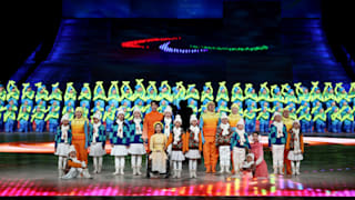 Volunteers are seen during the Closing Ceremony on day nine of the 2022 Beijing Winter Paralympics 